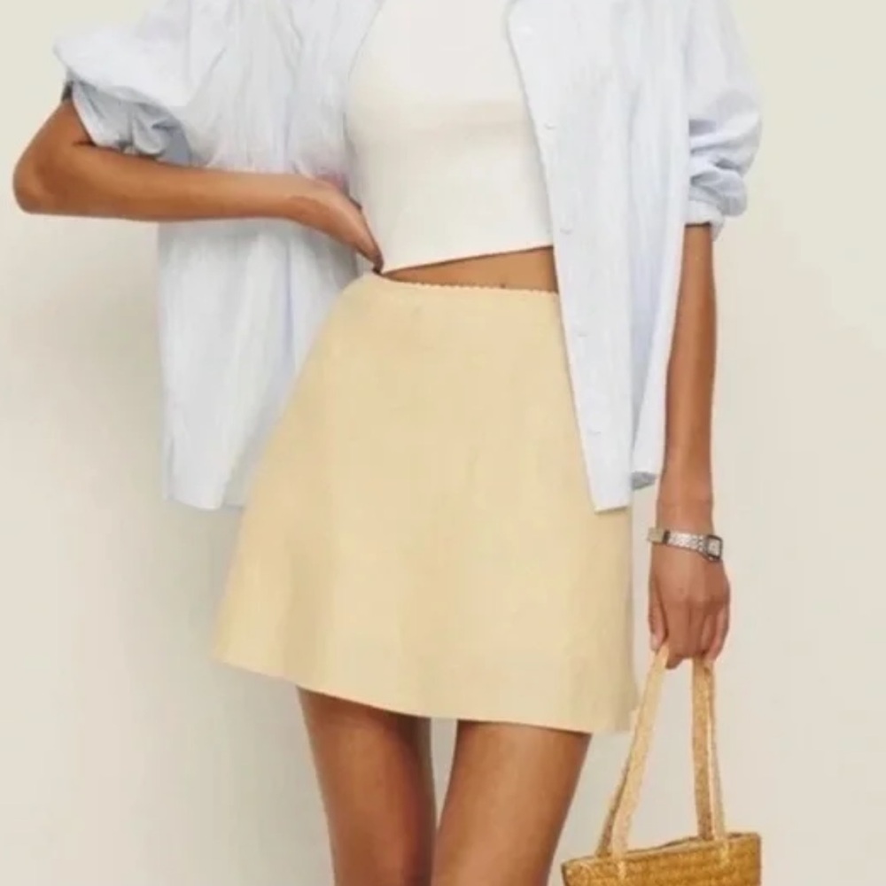 Reformation Cream Mini Skirt